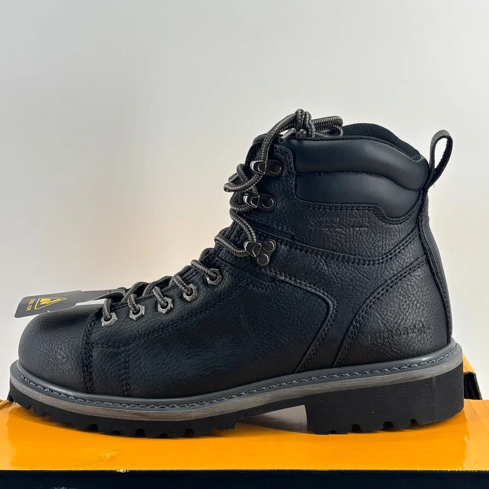 Eurostar Troy Work Boots Men 9 Black Steel Toe Wide Width EU2754 New Slip Resist